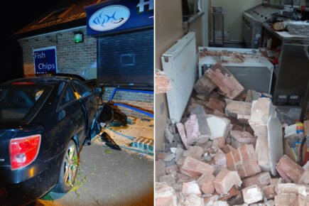 Fish and chip shop near York closed after car crashes into it