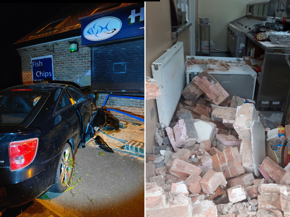 Fish and chip shop near York closed after car crashes into it