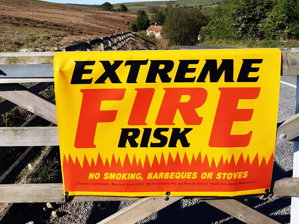 Youths start bonfire in ‘area of extreme fire risk’