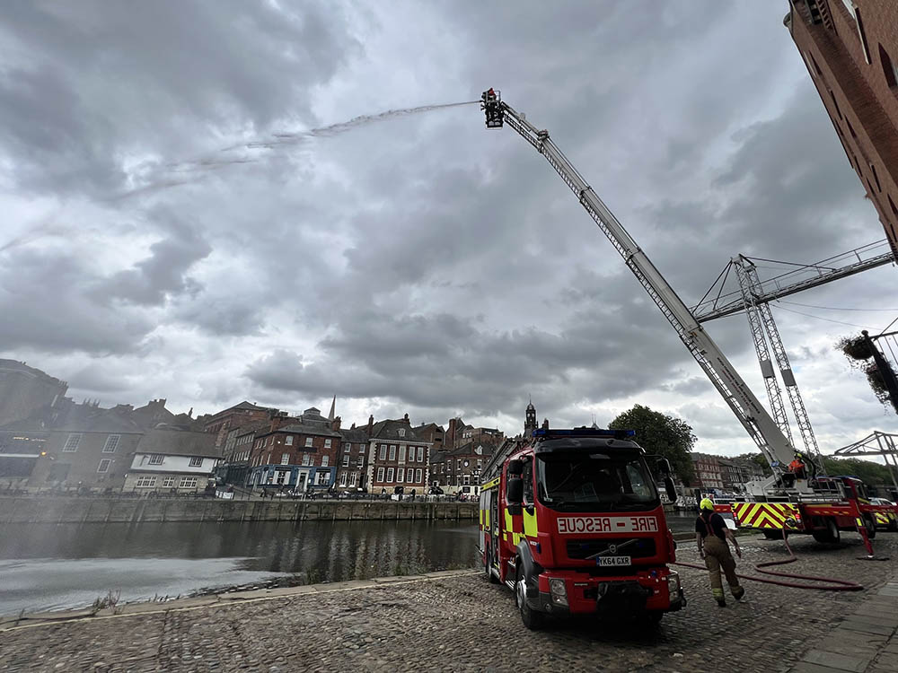 Pix and video: Fire service put on spectacular display while training on York’s riverside