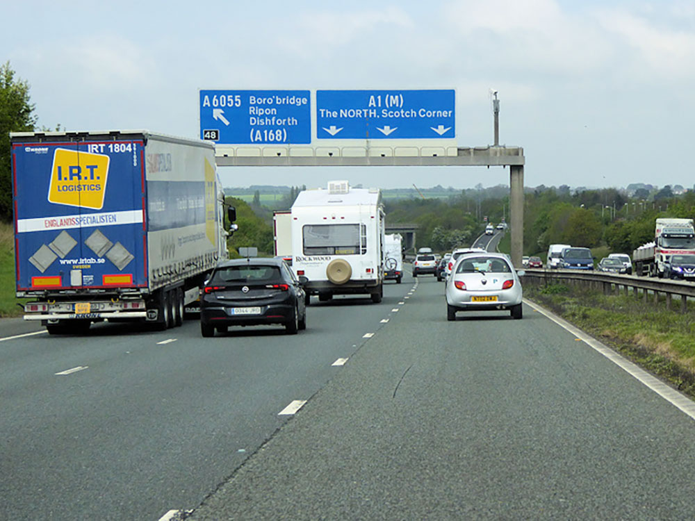 Campervan overturns in A1M crash in North Yorkshire