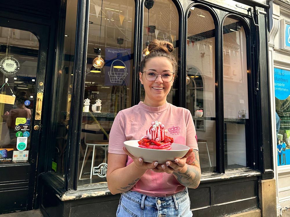 York café creates bright pink pancakes inspired by the Barbie movie