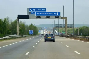 Tesla and Range Rover crash near York