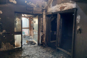 New pictures show the extent of the fire damage at doctors’ surgery