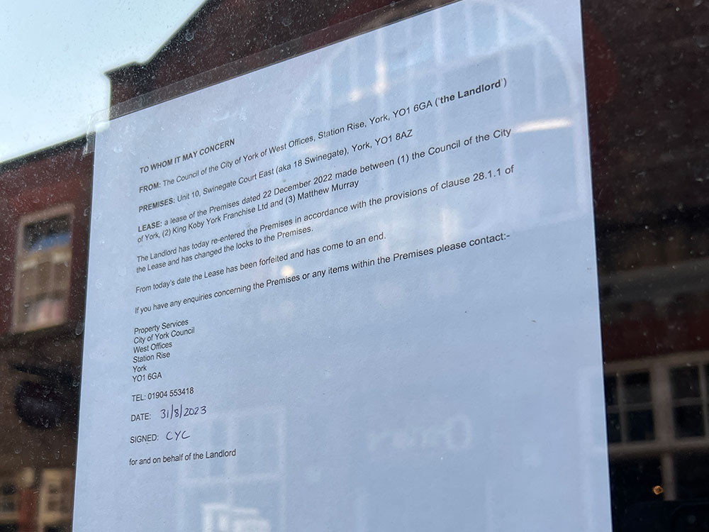 York business closes suddenly after council reclaims lease and changes locks