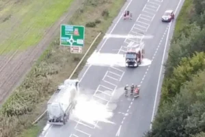 Updated: Road still closed after lorry fire – Questions raised over health risk from fumes