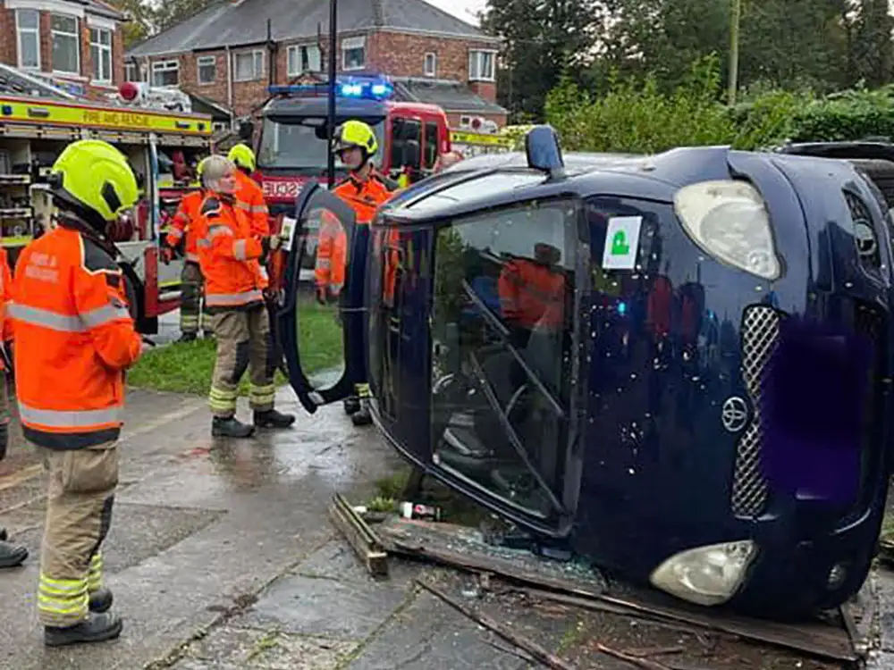Car flips and ends up on its side in York crash