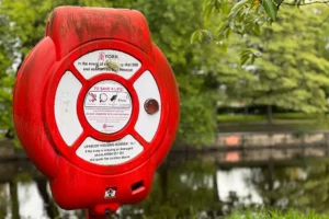 Lifebuoy set on fire near York river