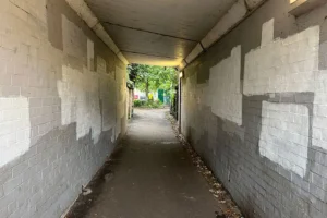 Vandals daub graffiti on York walkway