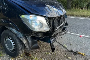 Van careers off North Yorkshire road and crashes into trees