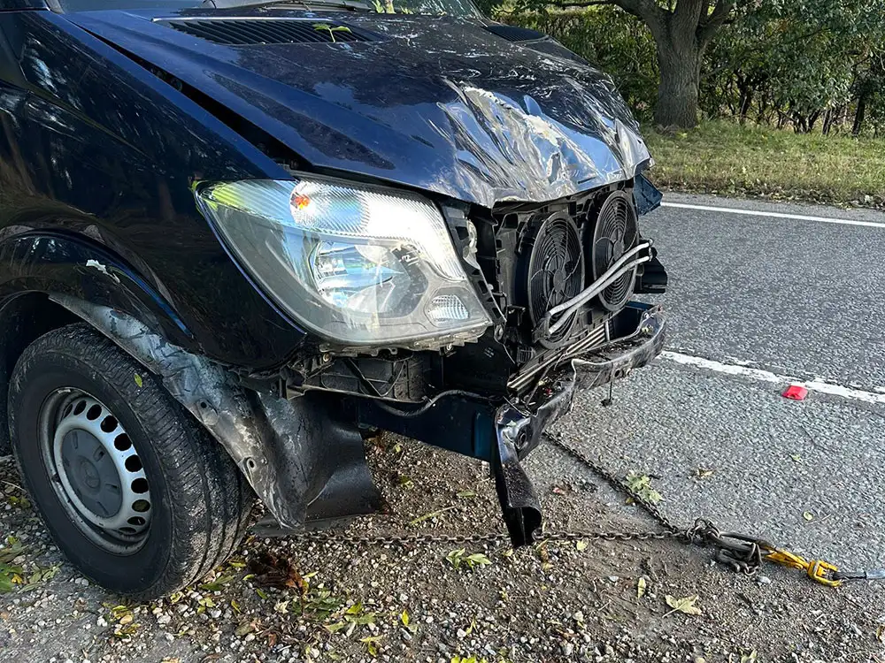 Van careers off North Yorkshire road and crashes into trees