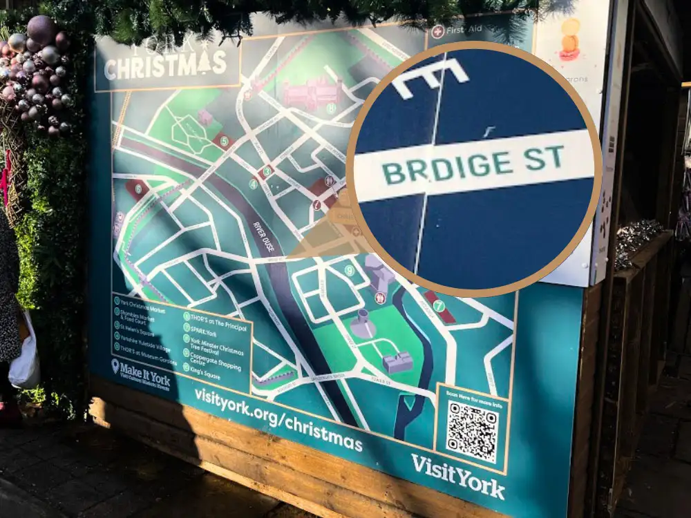 Whoops! York Christmas map gets street names wrong
