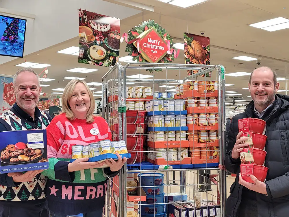 York company donates essential supplies and Christmas treats to food bank
