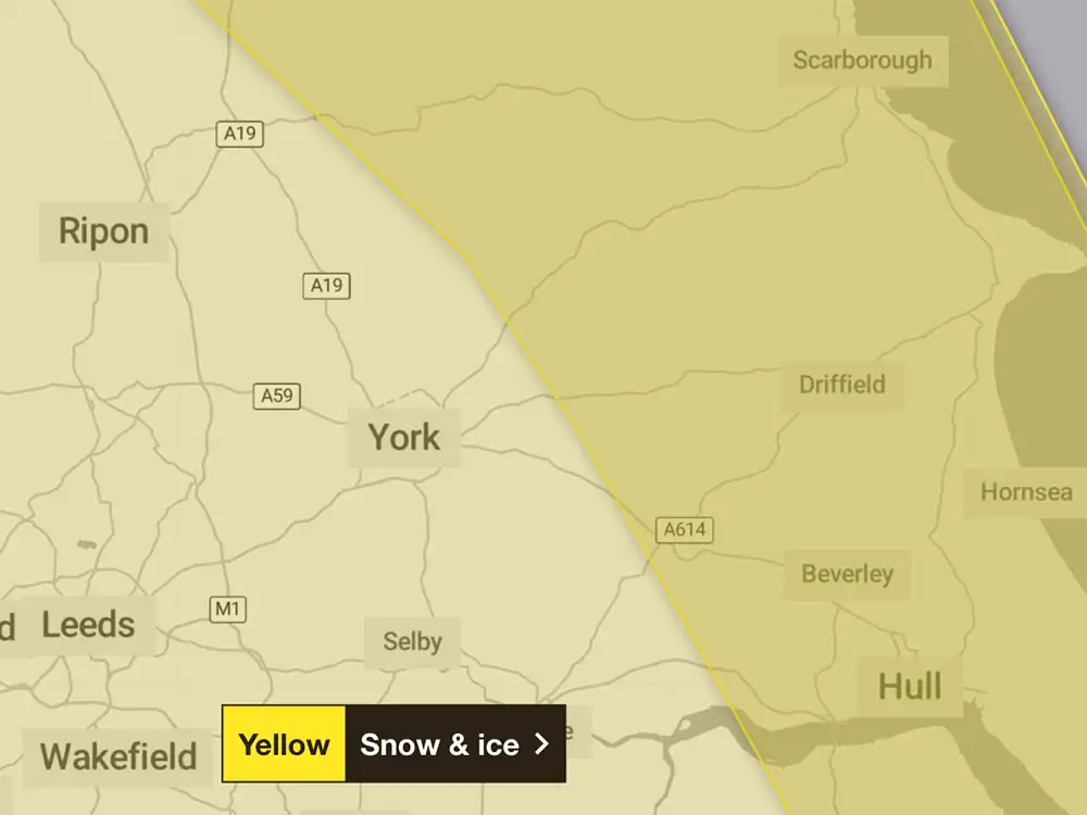 New snow and ice weather warning issued for York and North Yorkshire