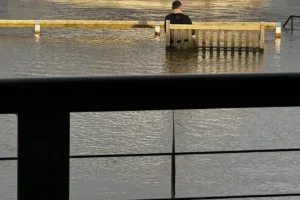 This is the view from a York restaurant window – yet it still opened for business!