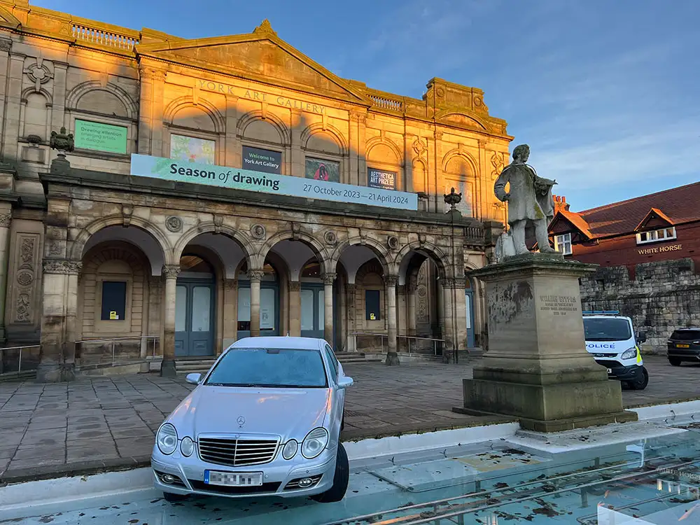 You can’t park there! Mercedes car drives into York fountain