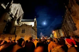 Watch: Huge crowd gathers at York Minster as bells and fireworks herald the New Year