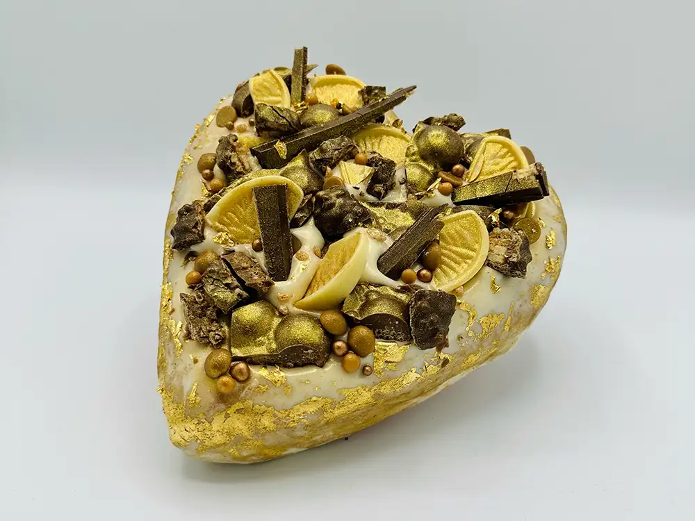 York bakery launches foot-wide golden doughnut for Valentine’s Day