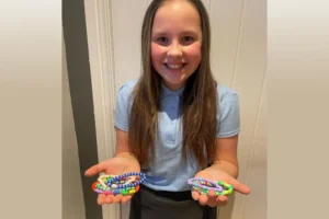 Heidi, 10, raises more than £300 for charity with her homemade bracelets