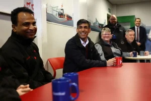 Rishi Sunak defends scrapping northern leg of HS2 during visit to North Yorkshire bus depot
