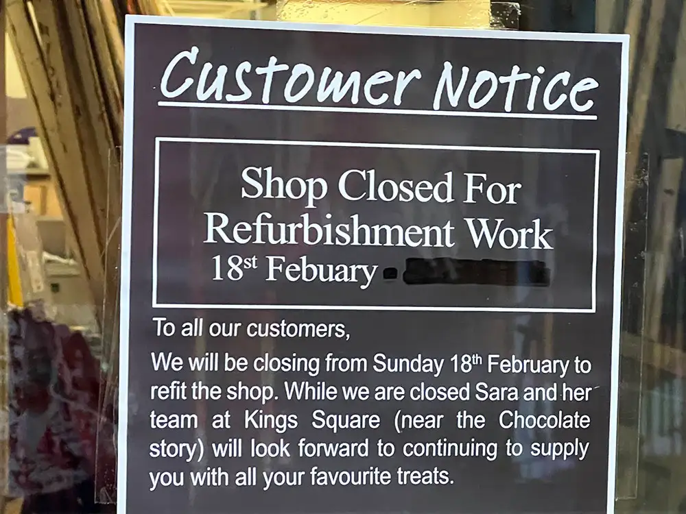 York bakery shuts for four-week refurb