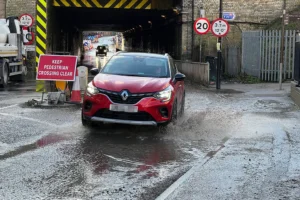 Flooded road slows traffic in York