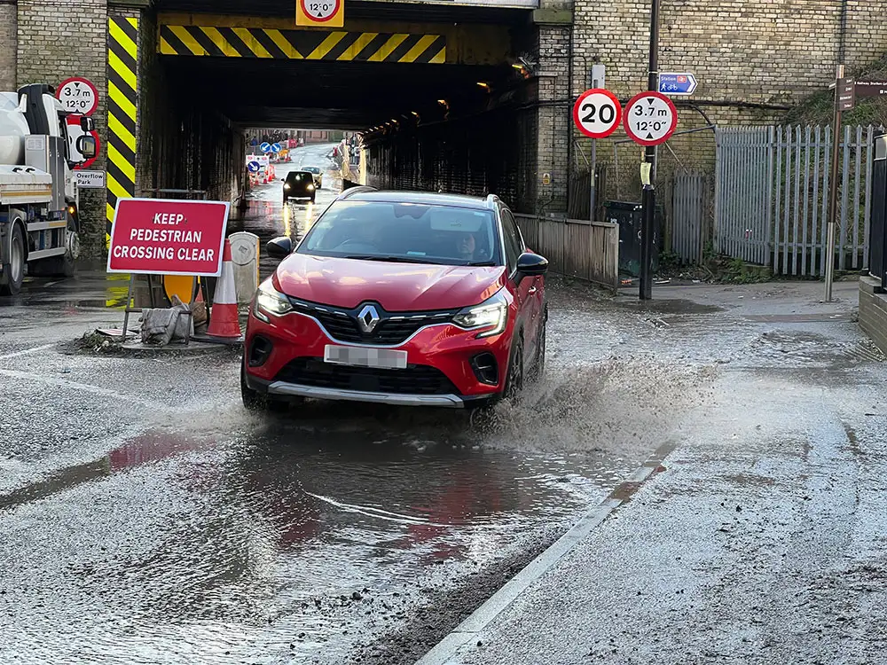 Flooded road slows traffic in York