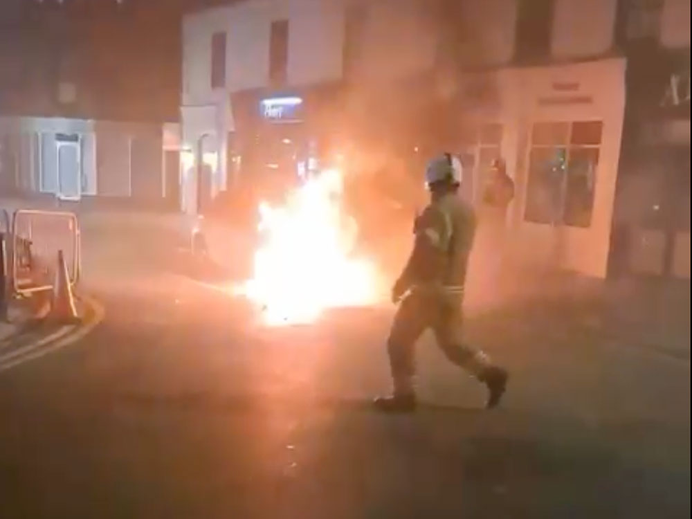 Watch: Car engulfed in flames in Selby