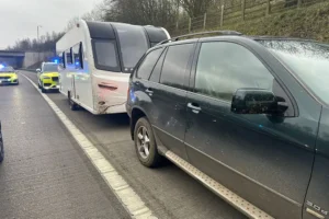 Police hunt for boy accused of towing a stolen caravan along the A1M