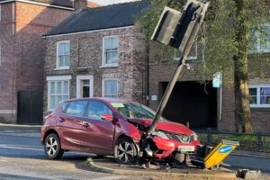 Car crashes into traffic light at busy York junction