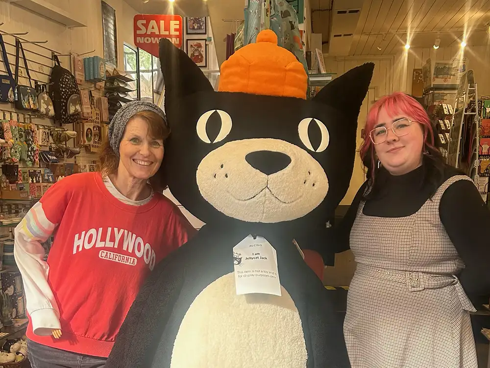 Giant cat drops into York shop as part of world tour