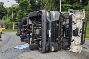 Driver banned and fined after lorry overturned on A1M