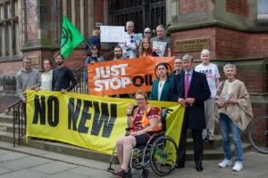 Activists gather outside York court as trial begins over Rishi Sunak protest