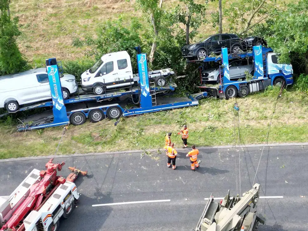 Driver in serious condition after vehicle transporter crashes into tree in York