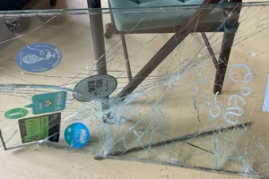 York café’s door smashed by raider