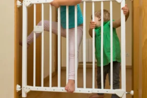 York fire crew rescues child trapped in a stair gate