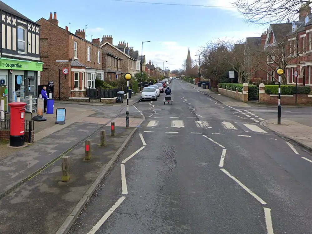 Woman nearly run over on York zebra crossing