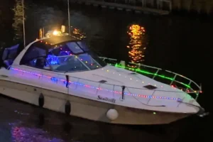 Watch: Flotilla of illuminated boats light up York river