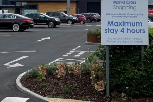 Mazda crashes into parked cars at York shopping centre