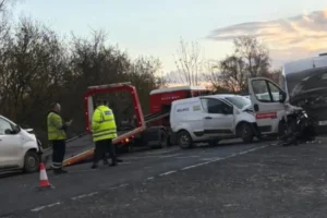 Updated: A19 reopens after three-van crash