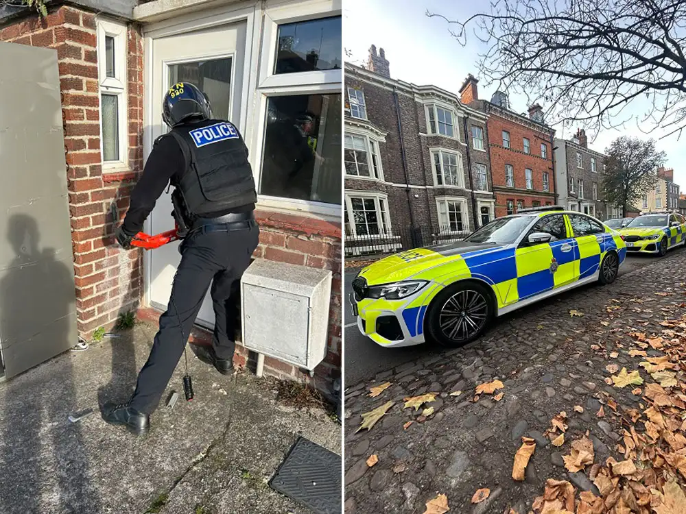 Watch: Police batter down door in York drugs raid as 14 are arrested