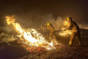 Dramatic pictures show firefighters tackling blaze between York and Malton