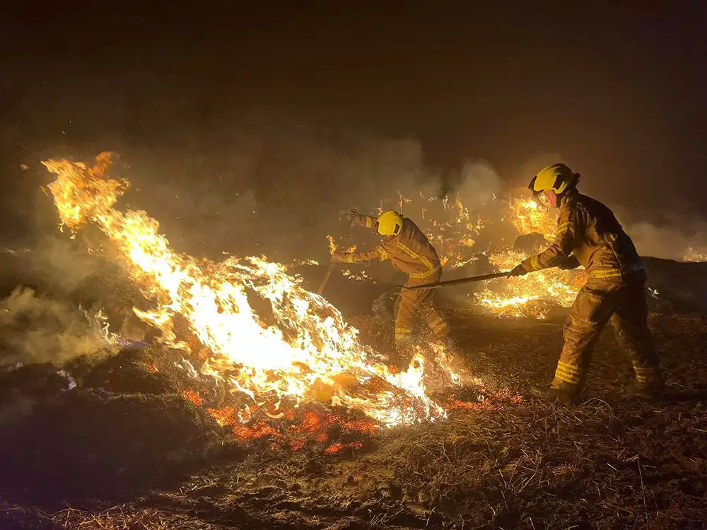 Dramatic pictures show firefighters tackling blaze between York and Malton