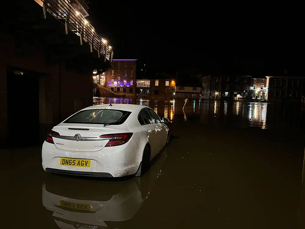 Car winched from York floods is back in the water
