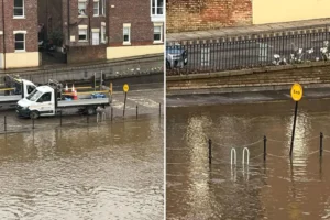 Workers toil to clean up York riverside – despite a warning it was about to flood again