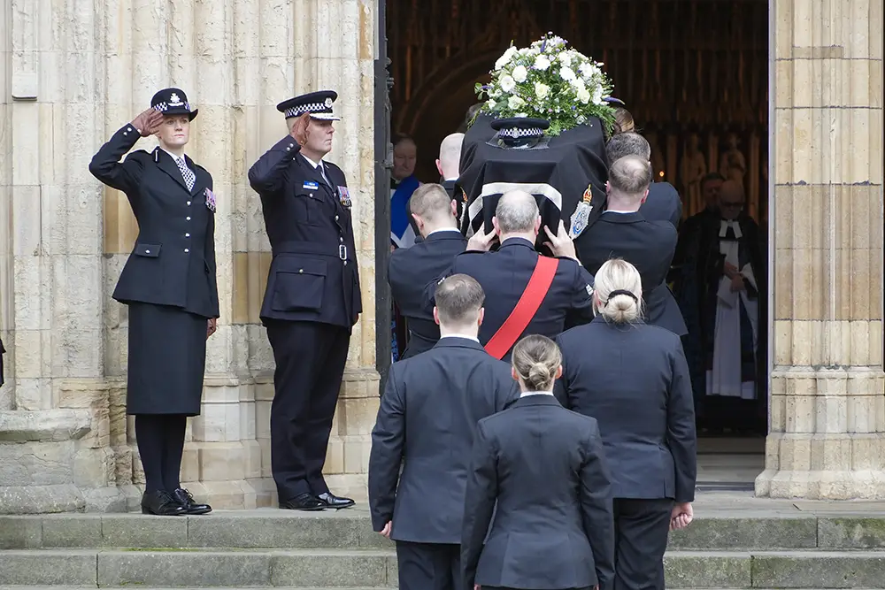 Police, friends and family gather at York Minster for funeral of PC Rosie Prior