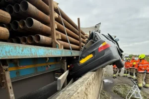 Driver escapes with ‘minor injuries’ after car dragged 100m along the A1