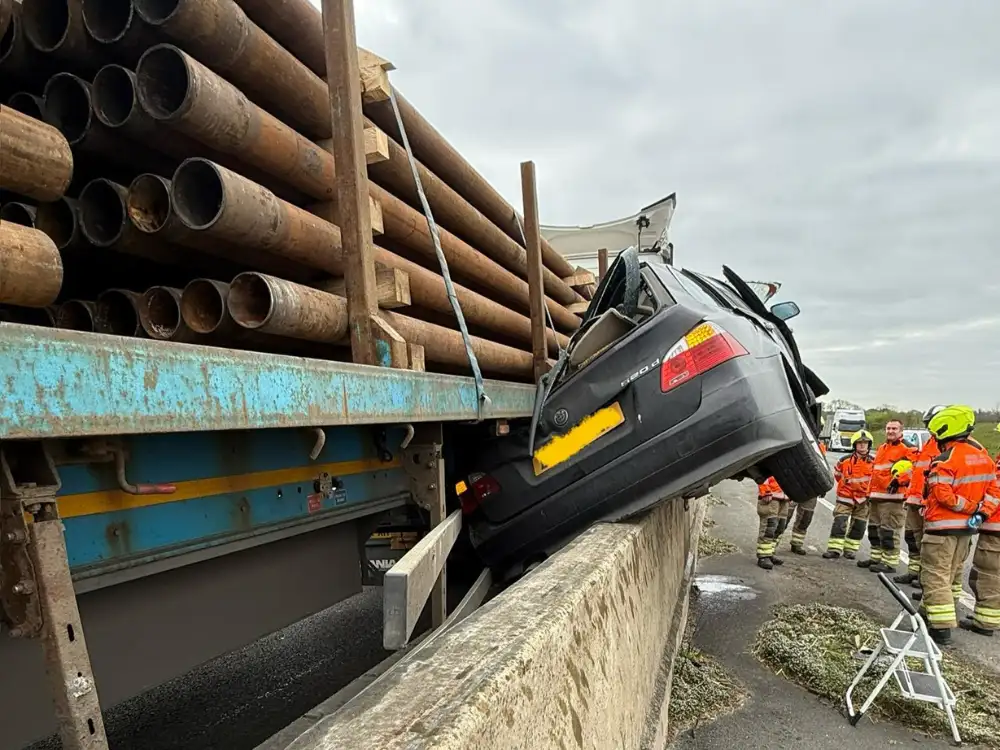 Driver escapes with ‘minor injuries’ after car dragged 100m along the A1