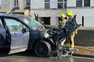 Bridge in York closed after car engulfed in flames