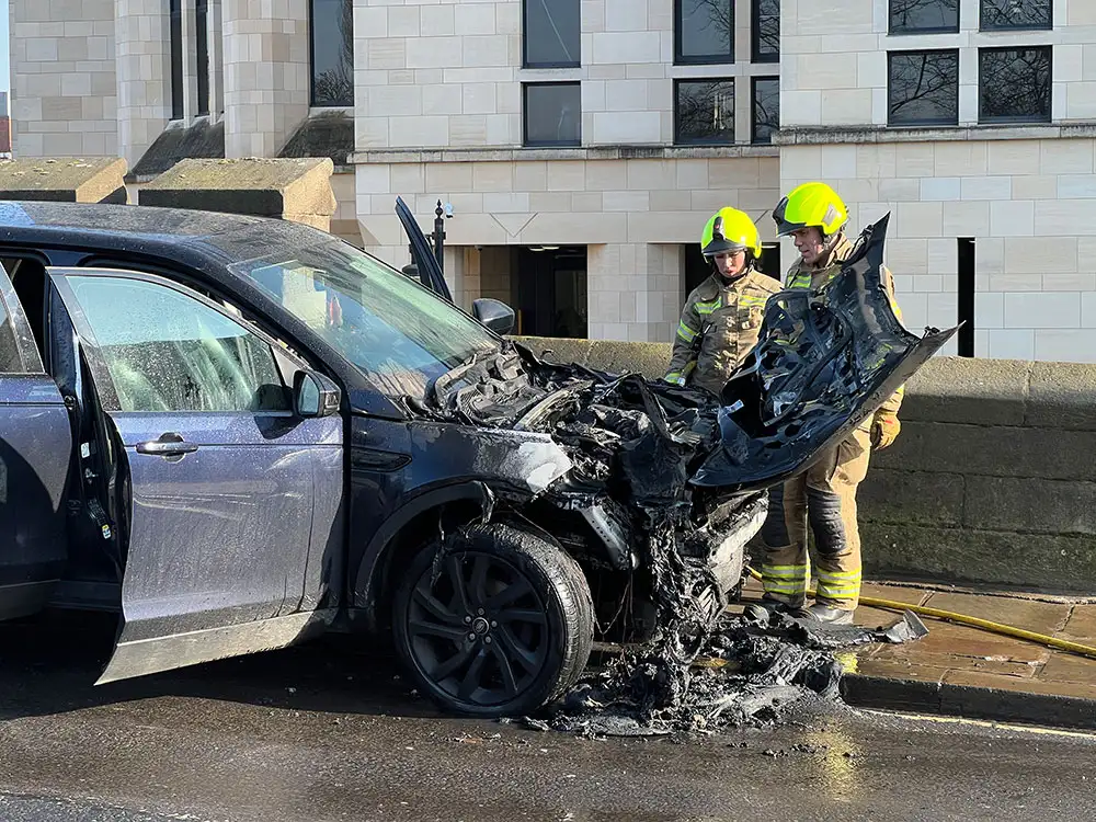 Bridge in York closed after car engulfed in flames